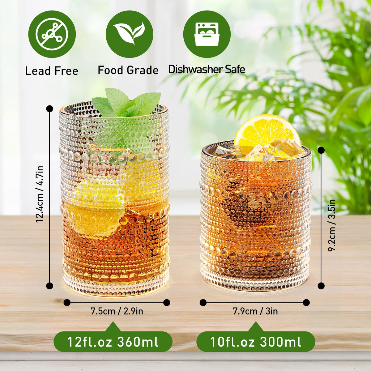 Altarret Vintage Hobnail 10oz cocktail glass highlighting sturdy grip and elegance