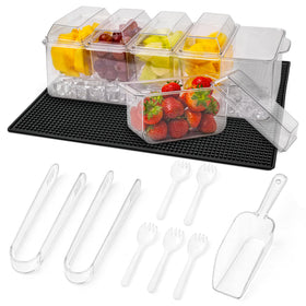 Altibella five removable condiment trays with lids organize toppings with easy access.