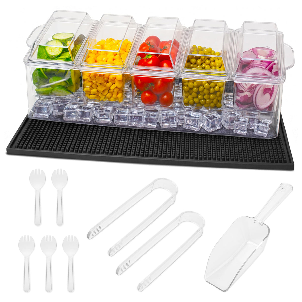 Altibella ice-chilled tray base keeps ingredients cool for hours.