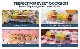 Altibella spacious ice tray base keeps drinks separated from foods.