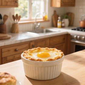 ALWEEHYA creme brulee dish lids keep servings covered and portable.