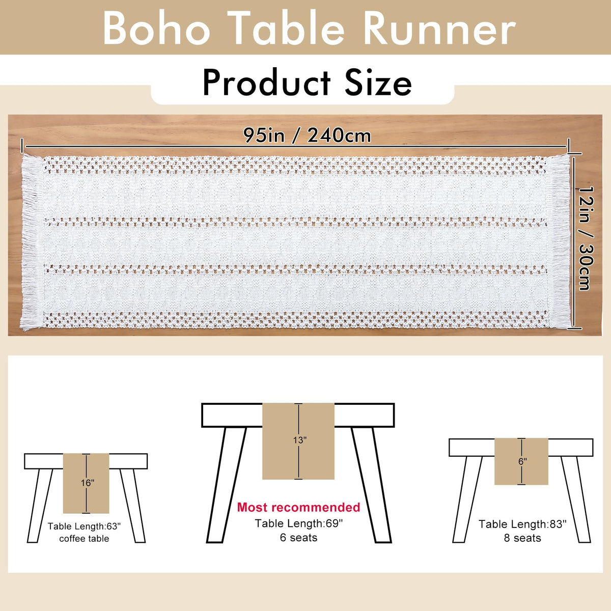 Alynsehom boho table runner with tassels adds texture for festive gatherings