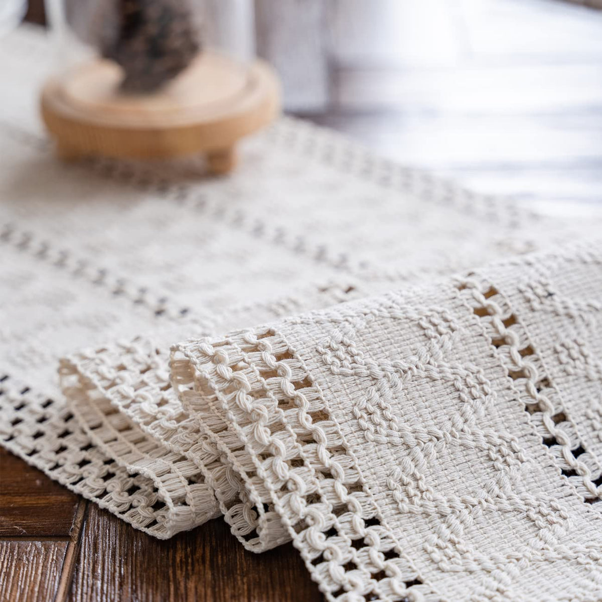 Alynsehom macrame runner on coffee table enhances everyday decor.