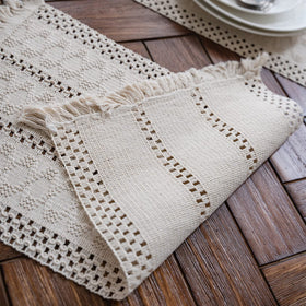 Alynsehom macrame runner used as wedding decor for rustic charm.