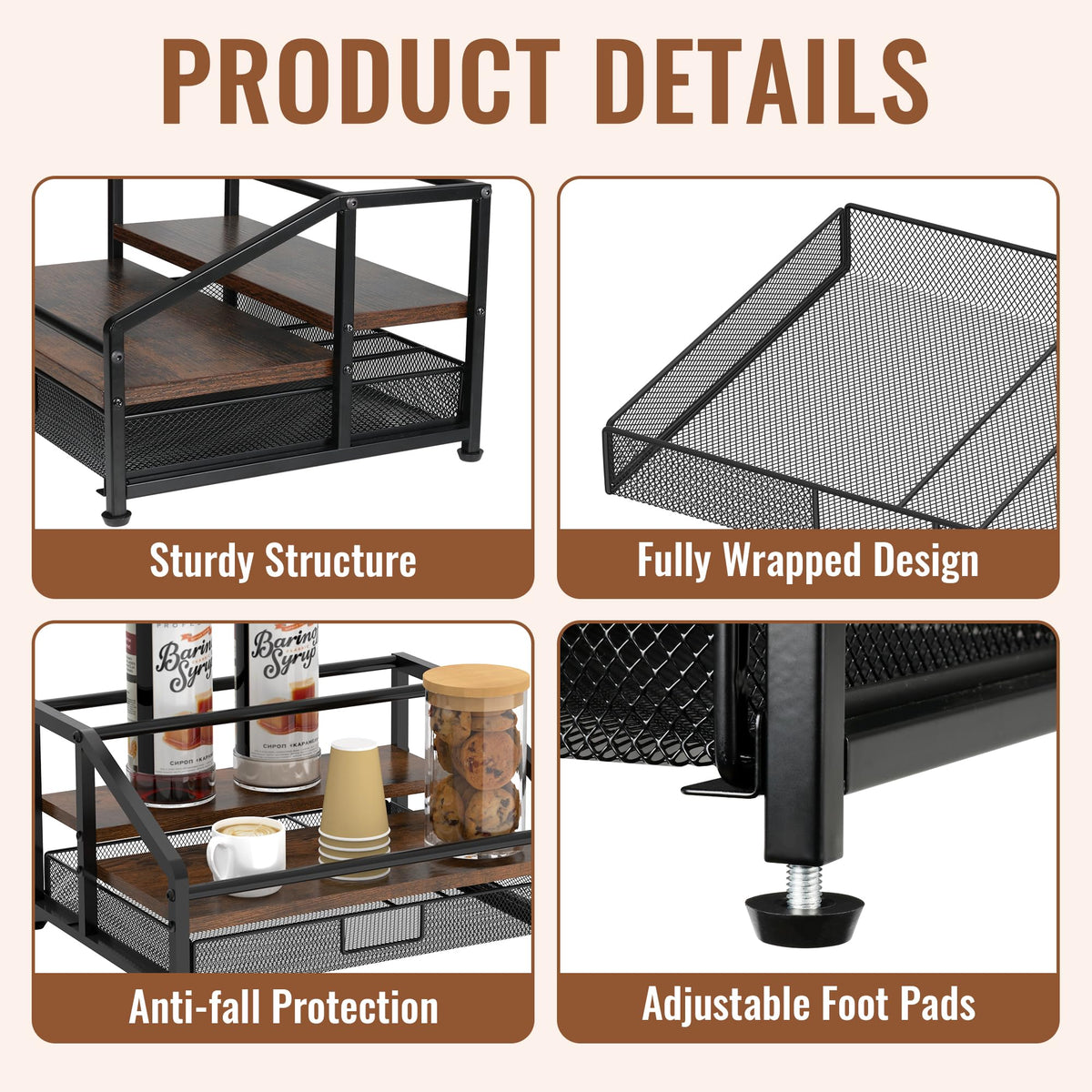 Alyoen adjustable feet detail ensures level placement on any counter