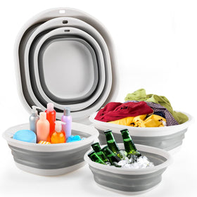 ALYSTER collapsible tub wash basin 3-pack for versatile home and travel use.