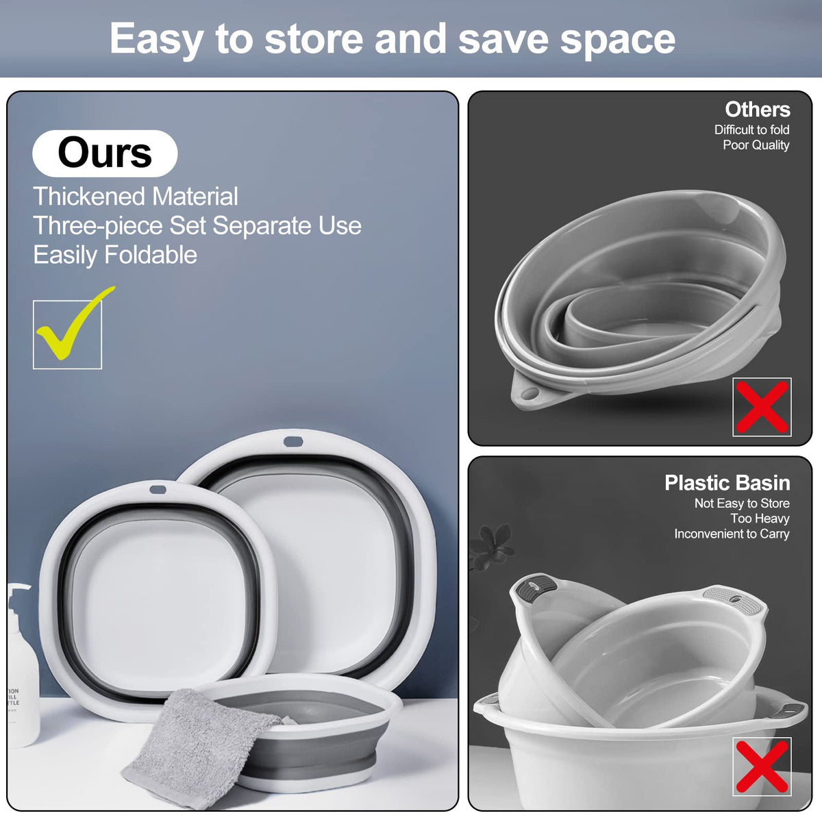 ALYSTER foldable wash basin small perfect for delicate items and compact storage.