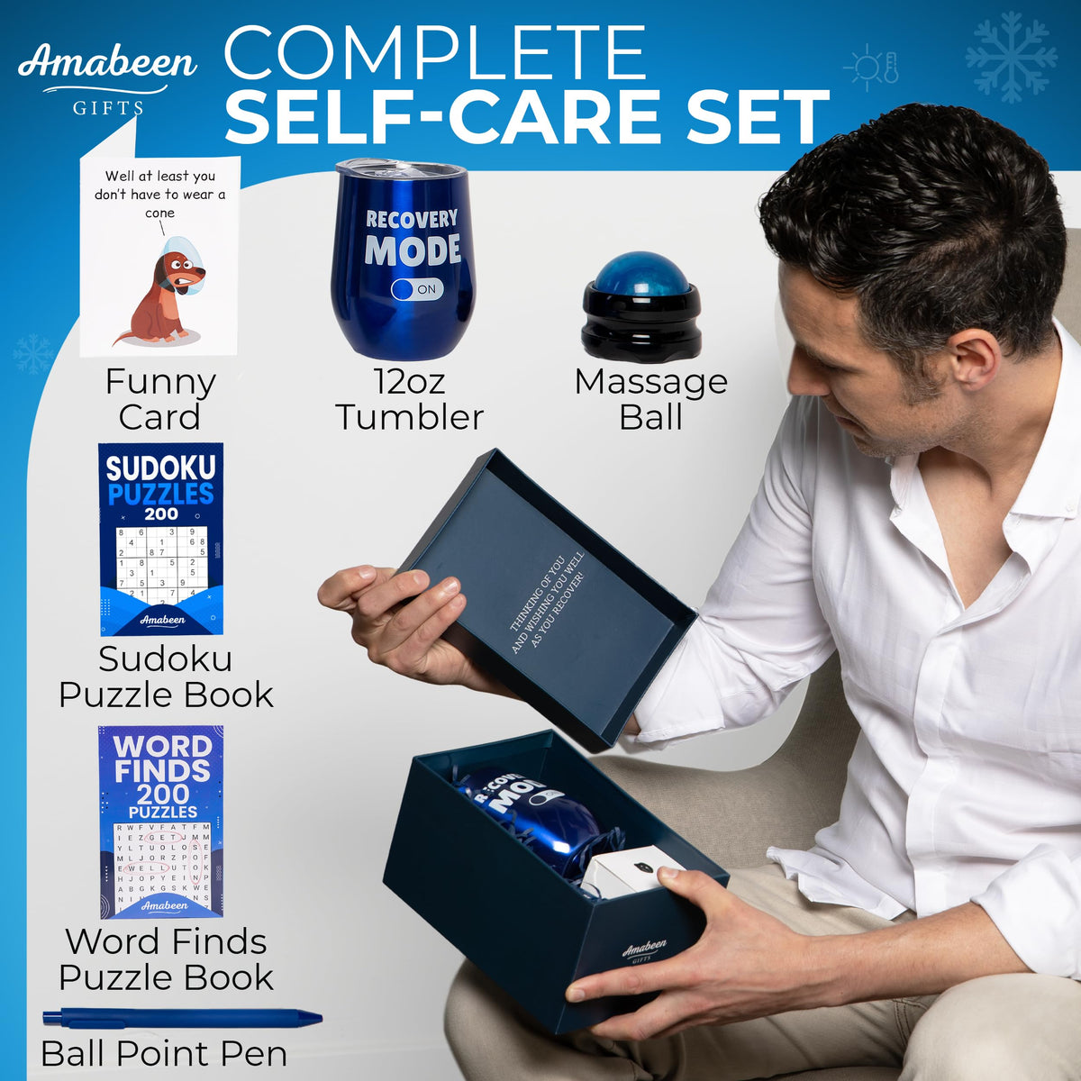 Amabeen Get Well Soon Gift Basket funny card boosts spirits during recovery.