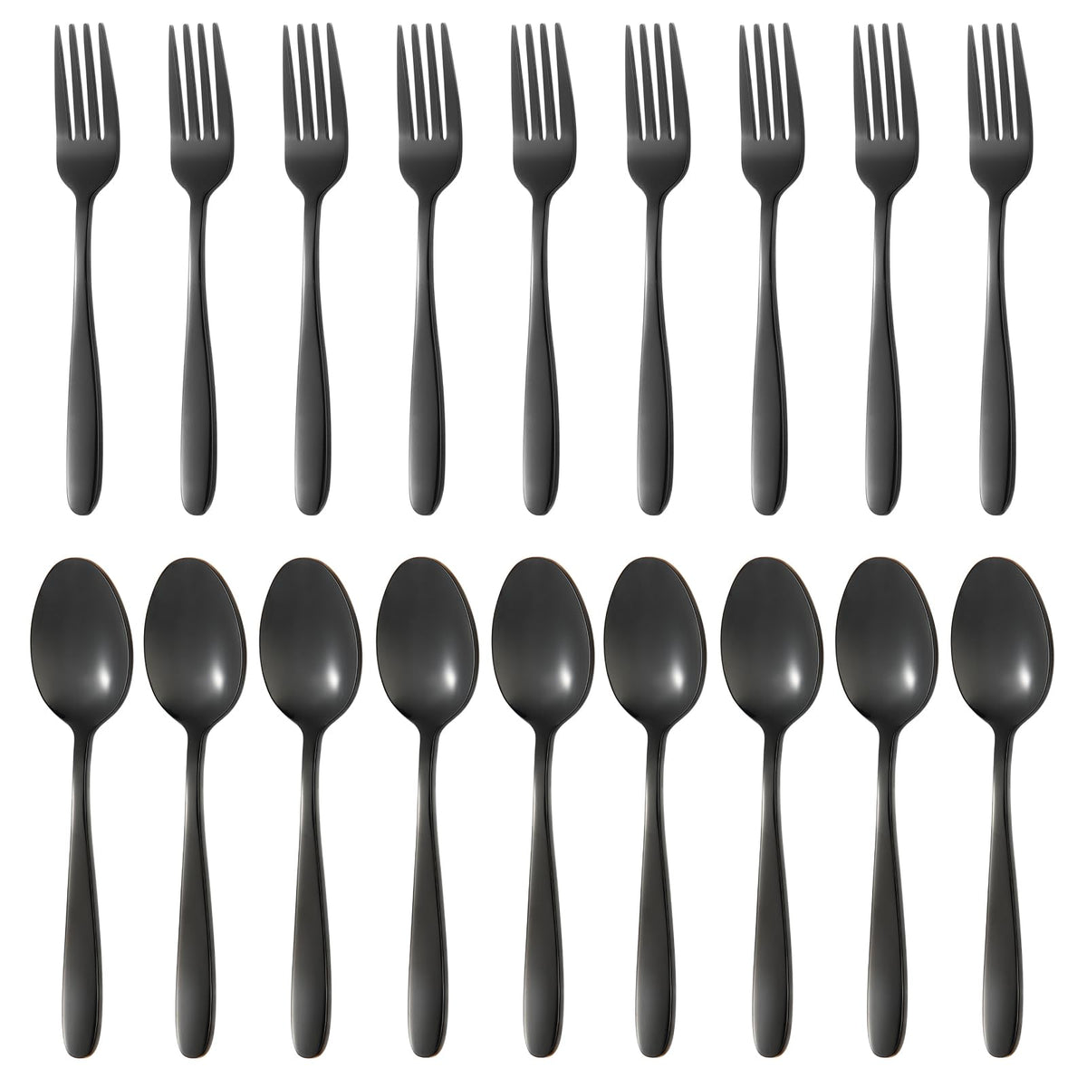 Amafox 24-piece black silverware set with a sleek, durable finish for daily dining