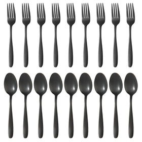 Amafox 24-piece black silverware set with a sleek, durable finish for daily dining