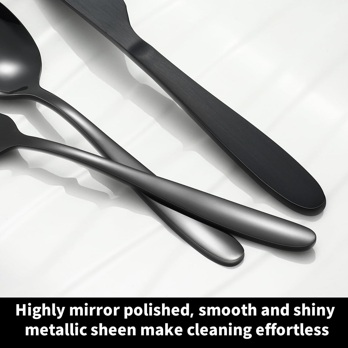 Amafox dining table setting with black flatware for formal and casual meals