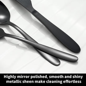 Amafox dining table setting with black flatware for formal and casual meals