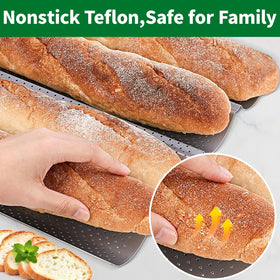 AMAGABELI 15x13-inch baguette pan offers large capacity for multiple loaves.