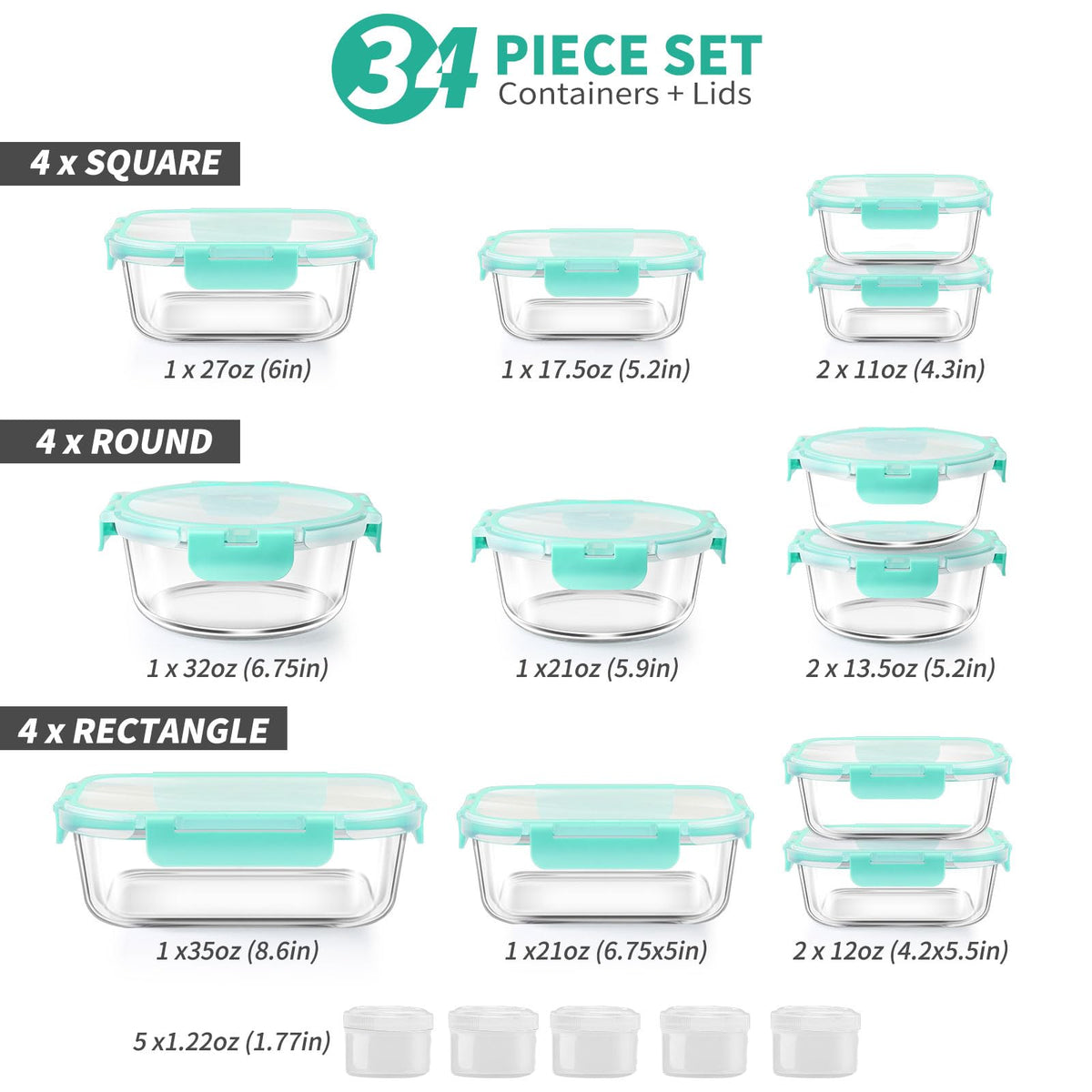 AMALEKO square glass containers in varied sizes for versatile fridge storage.