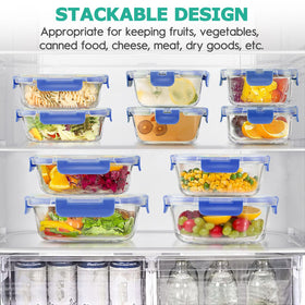 AMALEKO 34pc round 32oz glass storage with lid for batch cooking.