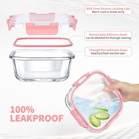 Amaleko rectangular glass containers keep foods organized and easy to stack.