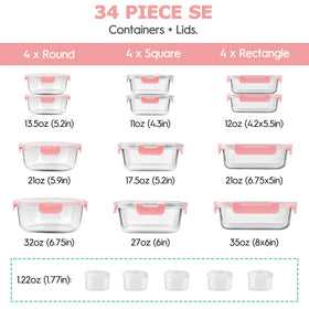 Amaleko round glass containers ideal for leftovers and on-the-go lunches.