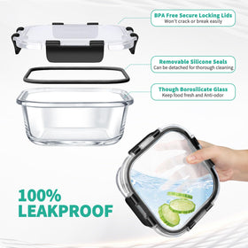 AMALEKO round 13.5oz glass container with silicone seal for versatile storage.