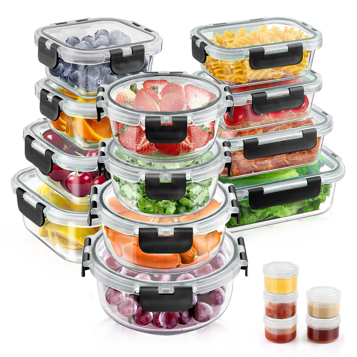 AMALEKO square 11oz glass container with airtight lid for meal prep.