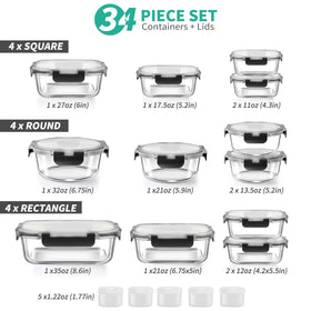 AMALEKO square 27oz glass container with leak-proof lid for family lunches.