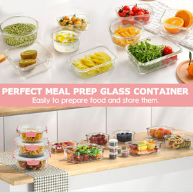 Amaleko glass containers stack neatly saving space while staying crystal-clear.