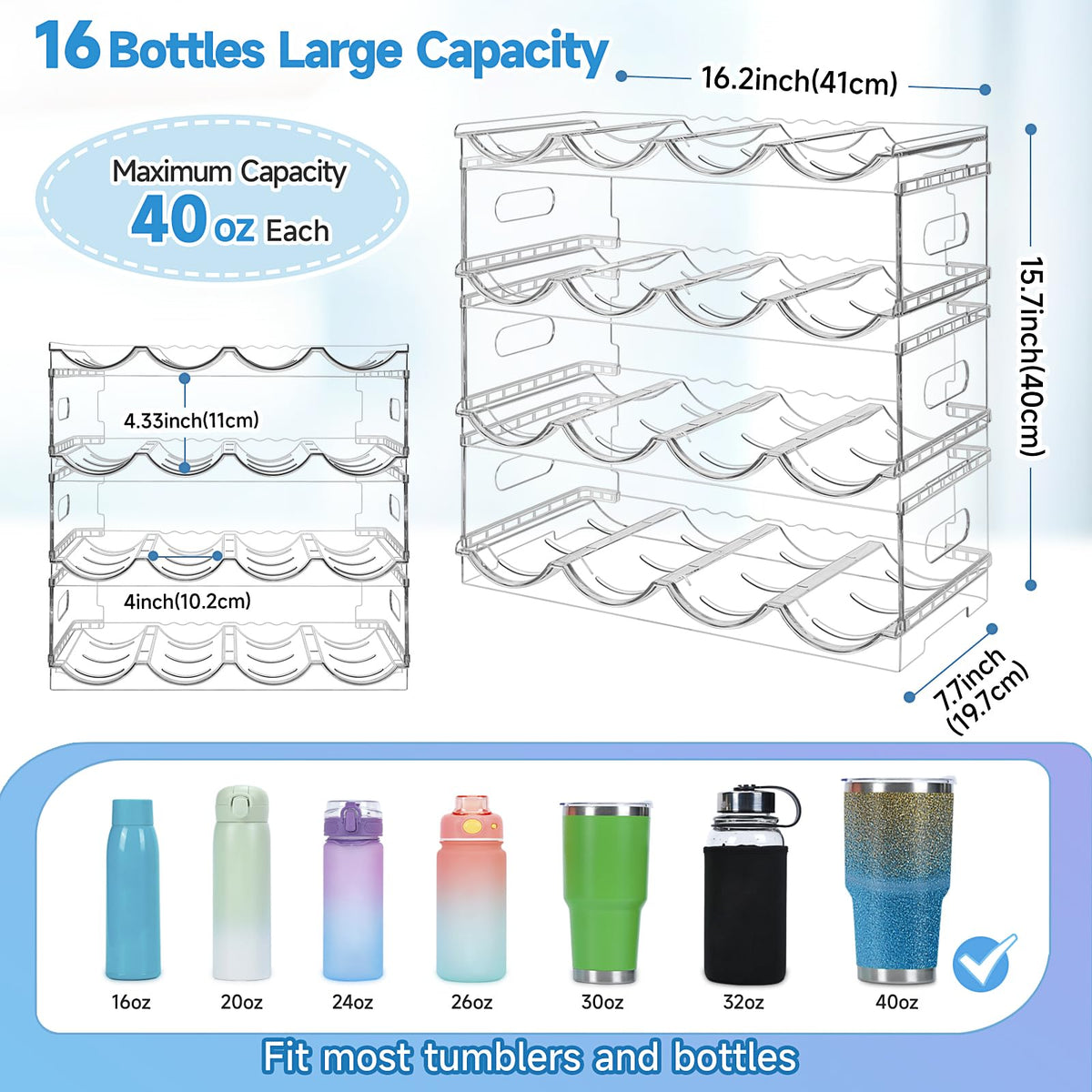 Amaoot cabinet water bottle storage arranges glass and plastic bottles at a glance
