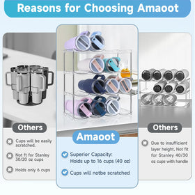 Amaoot stackable design maximizes cabinet space for bottles.