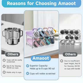 Amaoot stackable water bottle rack side view for compact cabinet storage