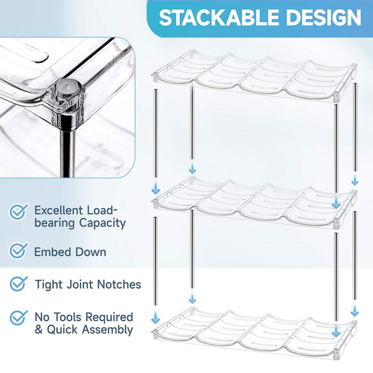 Amaoot tool-free assembly for quick setup of bottle storage system
