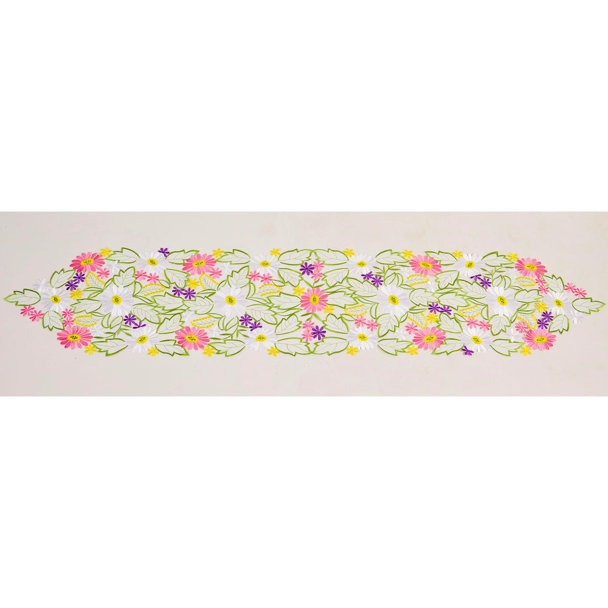 AMARED daisy floral cutwork on table linen adds elegant decor for gatherings.
