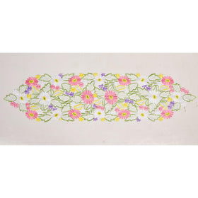AMARED Floral applique daisy cutwork table runner enhances rooms