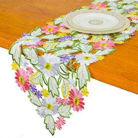 AMARED Spring Daisy Table Runner with embroidery brightens dining spaces
