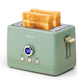 AMASTE 2-slice toaster with LED countdown for precise browning.
