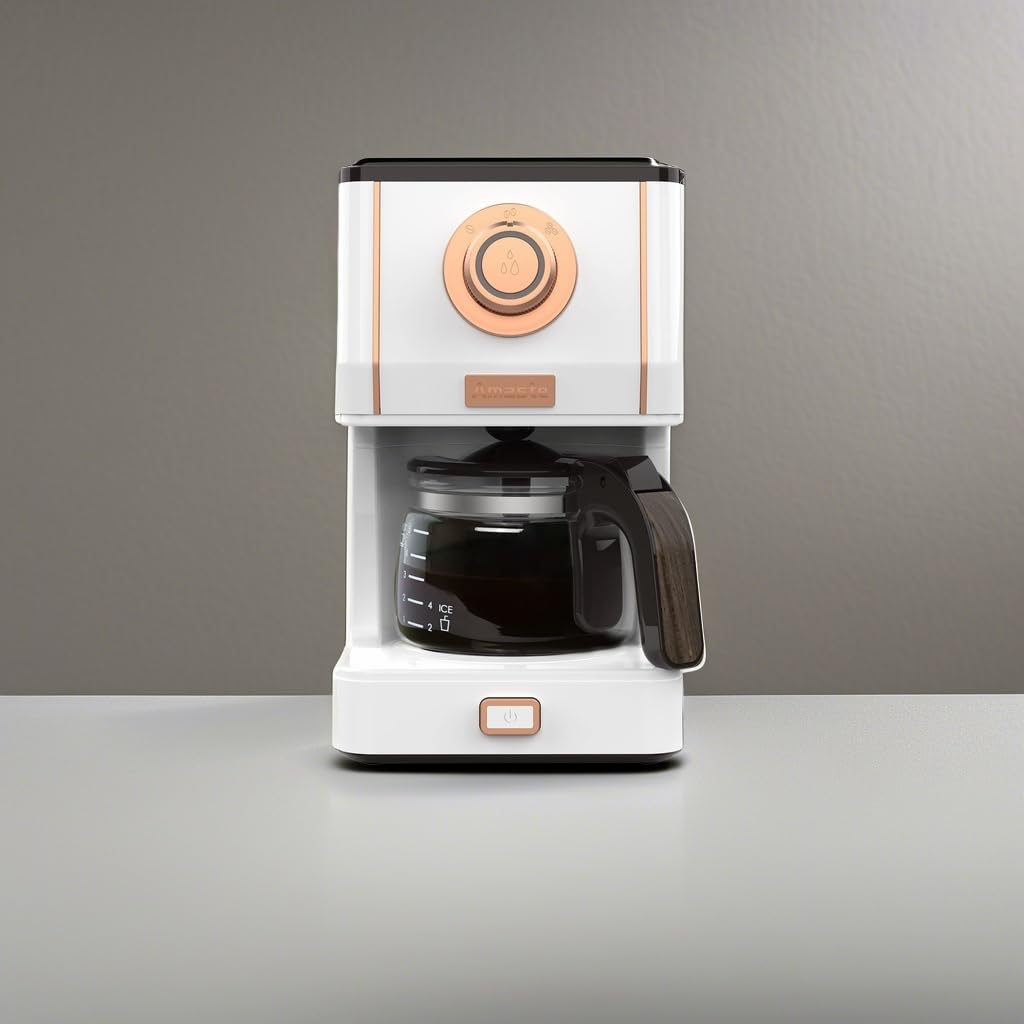 Amaste coffee machine shows water gauge for precise ingredient measurement.