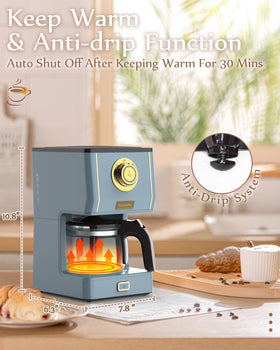 Amaste retro coffee maker warming plate preserves hot coffee.