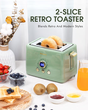 AMASTE bagel mode and defrost for even toasting.
