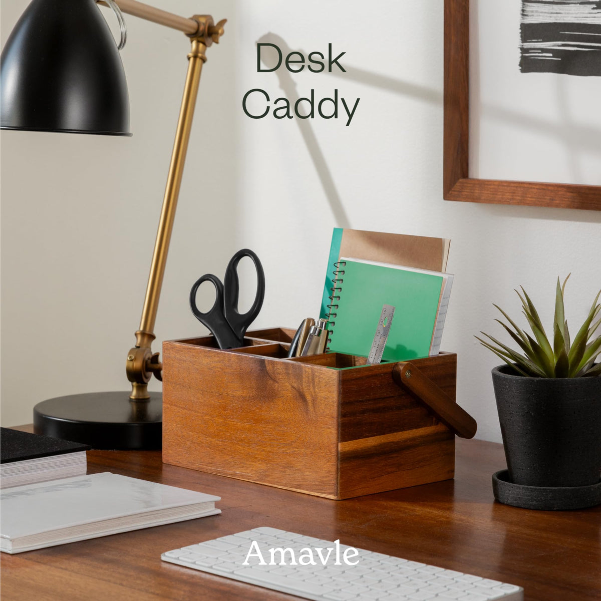 Amavle Acacia Wood Bathroom Vanity Organizer tidy bathroom essentials.