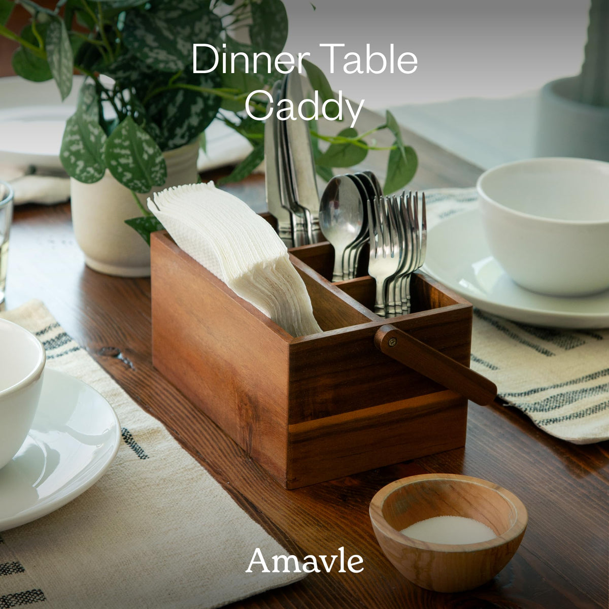 Amavle Acacia Wood Multi-Purpose Organizer versatile for arts, crafts, and more.