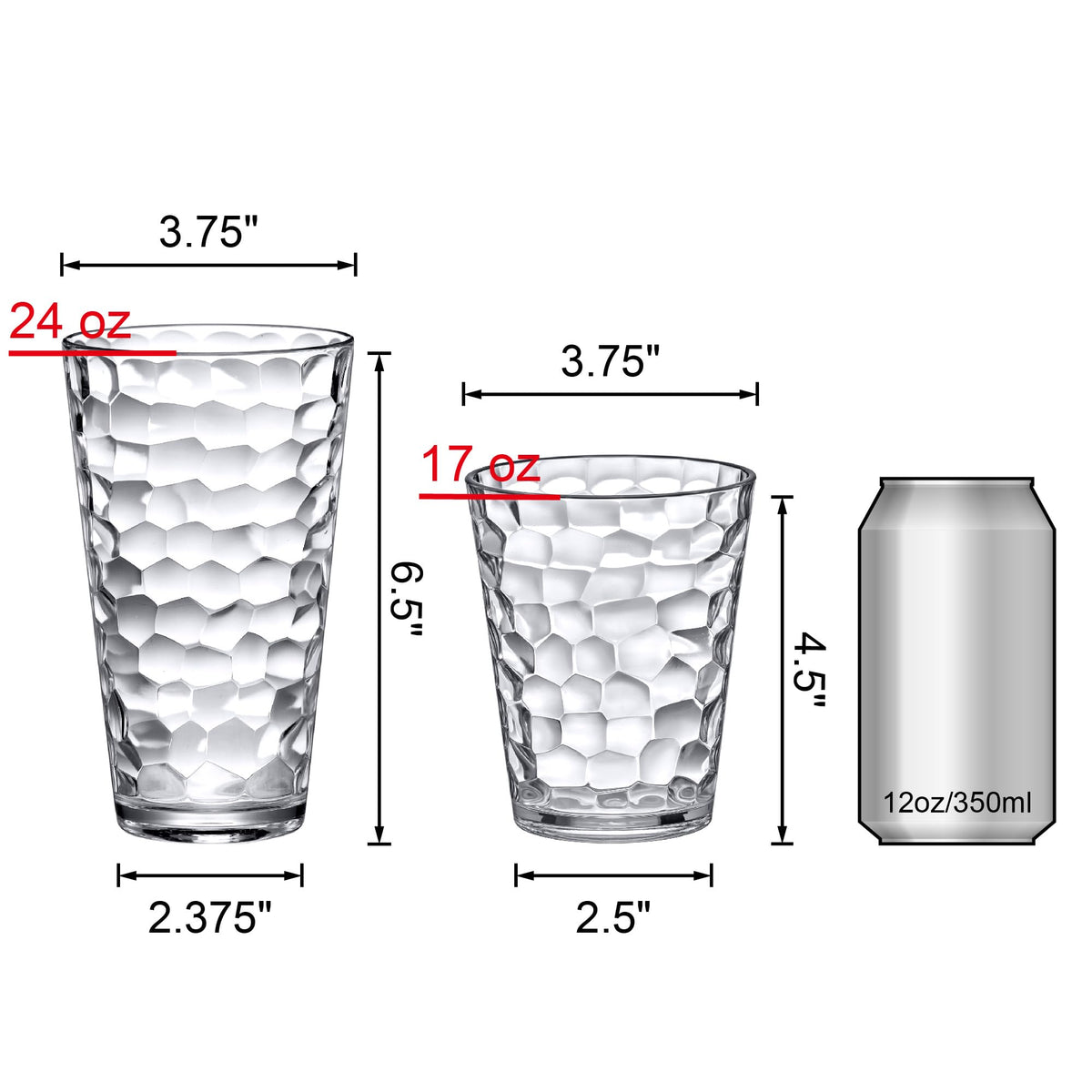 Amazing Abby Iceberg set of 12 glasses, ideal for home, office, and bar use.