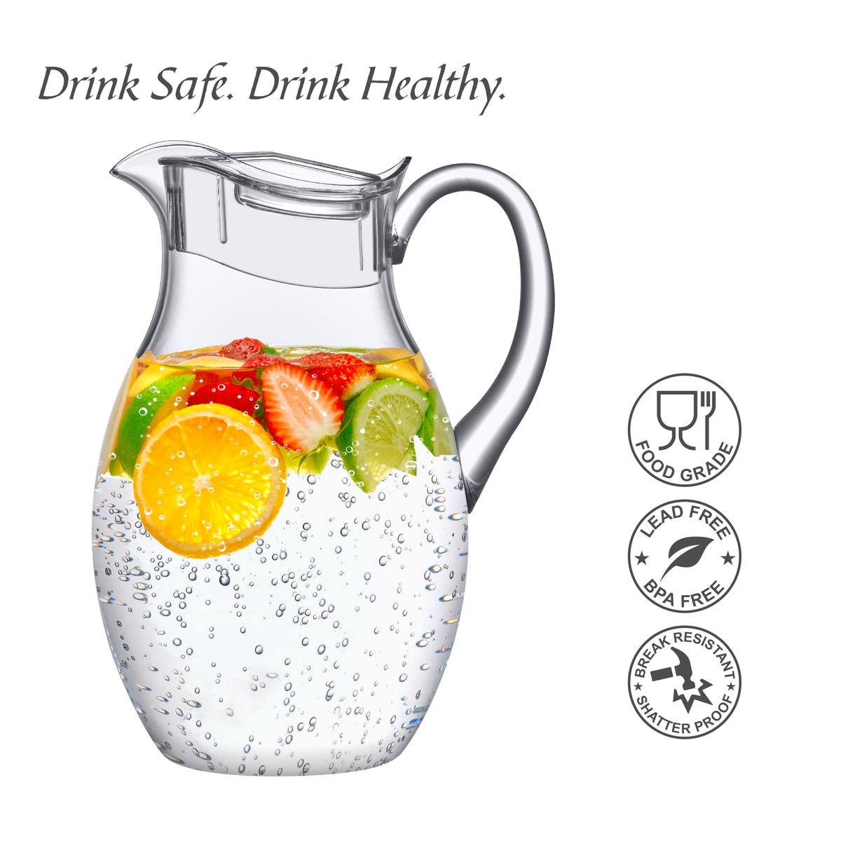 Amazing Abby Bubbly Grand pitcher outdoors, shatter-proof design for picnics.