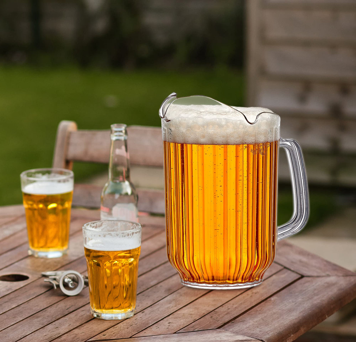 Amazing Abby Cheerly Beerly pitcher three-spout design for precise pours.