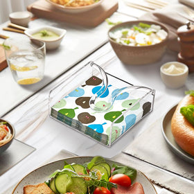 Amazing Abby luncheon napkin holder, top view, crystal-clear design complements modern kitchens