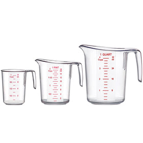 Amazing Abby Melissa measuring cups with embossed marks for precise readings during cooking.