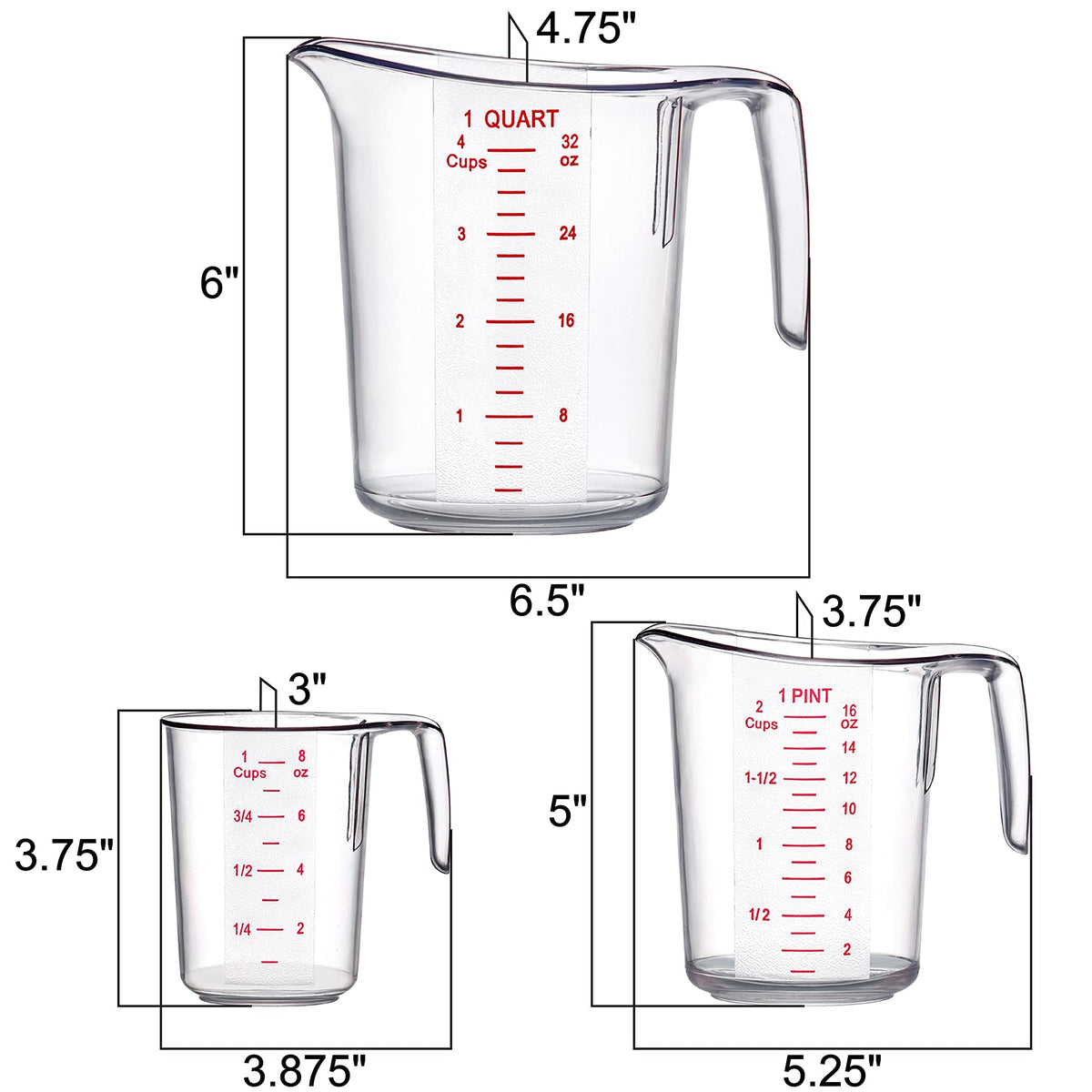Amazing Abby Melissa measuring cups feature embossed imperial and metric marks for easy reading.