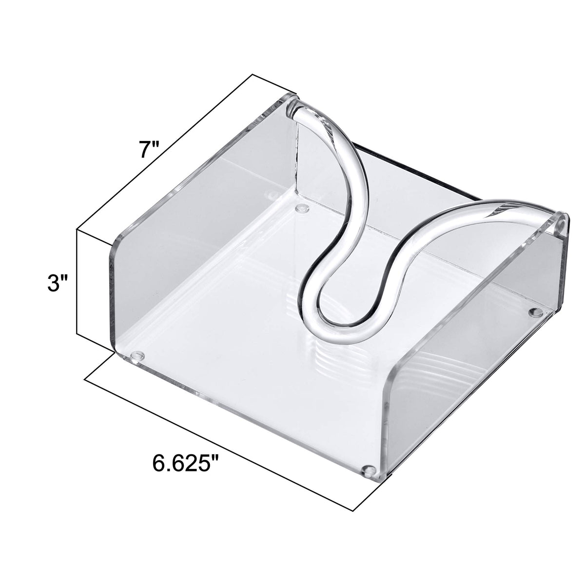 Amazing Abby weighted-arm napkin holder, front view, steadies napkins during meals