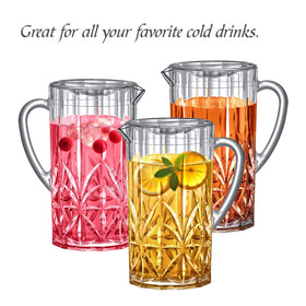 Amazing Abby Stately pitcher with lid reduces spills during gatherings and outdoor events.