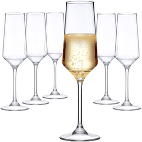Amazing Abby Stella 8-ounce unbreakable Tritan champagne flute, front view for safe celebrations.