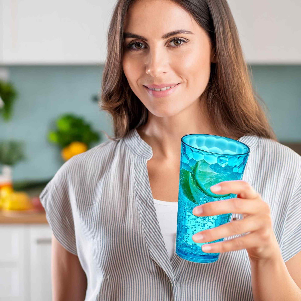 Amazing Abby stackable Iceberg tumblers save space in kitchens