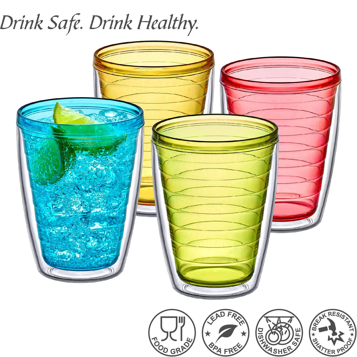 Amazing Abby Alaska tumblers in mixed colors for entertaining and colorful table settings