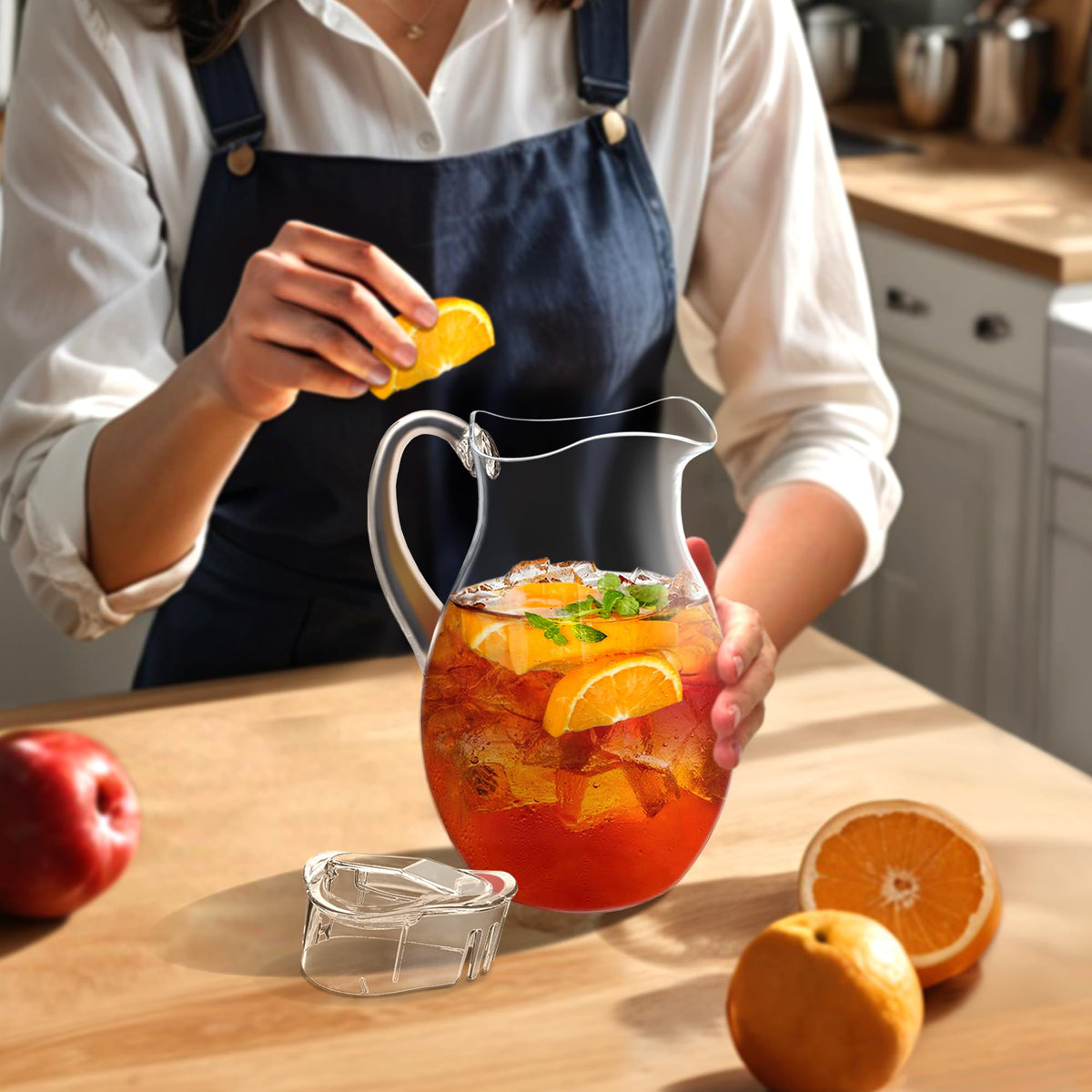 Amazing Abby Bubbly pitcher in fridge storage shows space-efficient design.